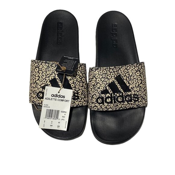 Adidas ADILETTE COMFORT UNISEX SANDALS Core Black / Core Black / Wonder White - Picture 11 of 12